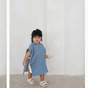 🤍 Reversible Kids Beach Coverup Big Little Universe Ocean Blue Hooded Poncho NEW